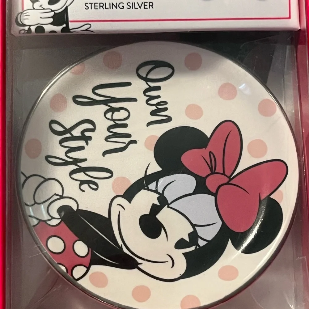 Minnie Mouse Clear Crystal Stud Earrings in Sterling Silver & Trinket Dish